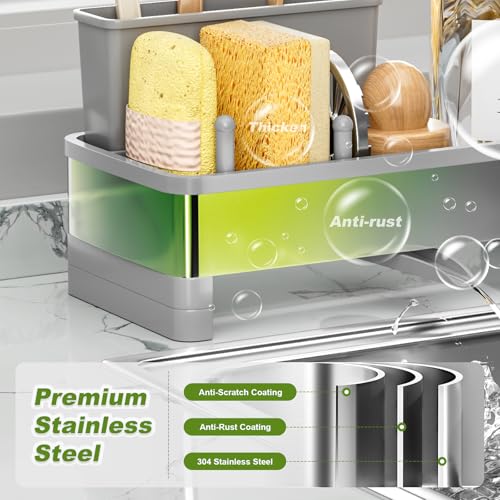 Ewaiira Stainless Steel Sink Caddy, Sponge Holder for Kitchen Sink 9.8″ - color: C-gray