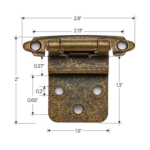 Ravinte 3/8" Inset Antique Brass Cabinet Hinges 10 Pack (5 Pairs) - color: Antique Brass
