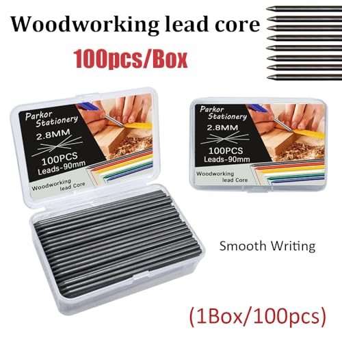 100PCS 2.8mm Carpenter Pencil Lead Refills, Black Graphite Leads for Woodworking Marking, Break Resistant Construction Lead Refills for Deep Hole Scribing Tools