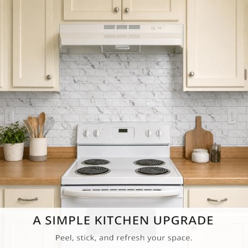 StyloVue 100 Pieces Peel and Stick Backsplash for Kitchen, 3" x 6" PVC Subway Tile, 2026 Upgraded Volakas White Marble, Stick on Wall Tile for Kitchen, Bathroom, Fireplace, RV - color: Volakas White Marble