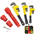 KOTTO Heavy Duty Adjustable Pipe Wrench Set - 3 Pack (8, 10, 12 Inches) Plumbing Wrench Tool with Faucet Pipe Tool in Storage Case
