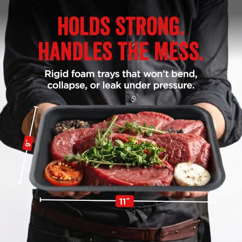 Hygloss Black Foam Trays for Food & Crafts, 9 x 11 Inch, Pack of 125 - color: Black, size: 9 x 11-Inch, style: 125 Pieces