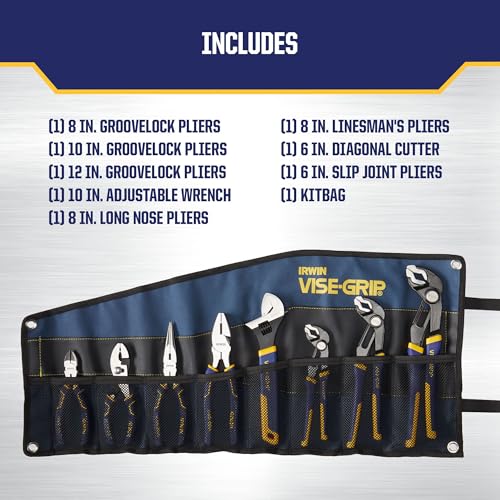 IRWIN Tools VISE-GRIP GrooveLock Pliers Set, 8 Piece, 2078712