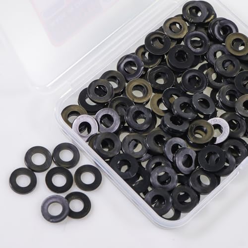 M6 Black Nylon Washers, 6mm ID, 12mm OD, 1.2mm Thickness, Plastic Flat Round Washers, 200 Pieces Nylon Washer Hardware Set - size: M6