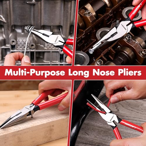 ARROW 8" High Leverage Needle Nose Pliers, Long Nose Pliers - size: 8 INCH