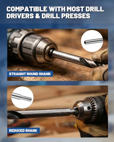 12” Extra Long Drill Bit Set, 10PCS Brad Point Drill Bits for Wood for Precise Woodworking with Laser Marks & Storage Case (1/8", 5/32", 3/16", 1/4", 5/16" 3/8", 7/16", and 1/2")