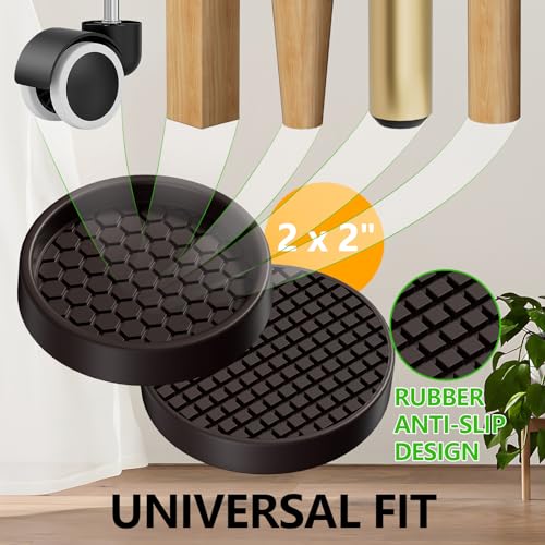 Non Slip Furniture Pads - 2" Anti Skid Caster Cups, 8PCS Round Furniture Coasters for Hardwood Floors, Anti Slide Furniture Cup Bed Couch Floor Protectors, Furniture Stoppers to Prevent Sliding(Brown) | Furniture Stoppers to Prevent Sliding, Anti Slip Fur