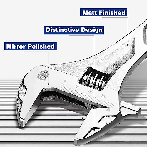 WORKPRO 10" Large Jaw Adjustable Wrench, Cr-V Steel, Chrome Finish - color: Silver, size: 10 inch