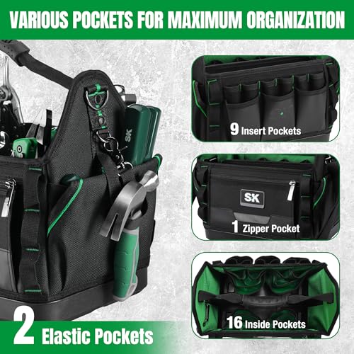 SK 15-Inch Open Top Tool Bag Organizer, Stackable Tool Tote, 1680D Fabric