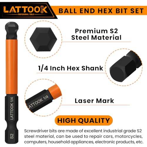 Metric & SAE Ball End Hex Bit Set with T Handle Ratchet Driver - style: 24PCS 2.5IN Ball Hex Bits+T Handle