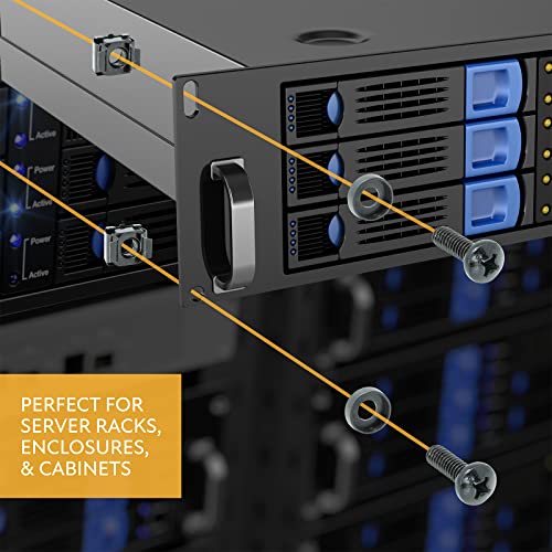M6 Cage Nuts, Screws and Washers [Size: M6 x 16mm 50 Pack] Rack Mount Screws Hardware for use with Network and Server Rack Accessories, Routers, Cabinets and Enclosures. - size: M6 (50 Pack)