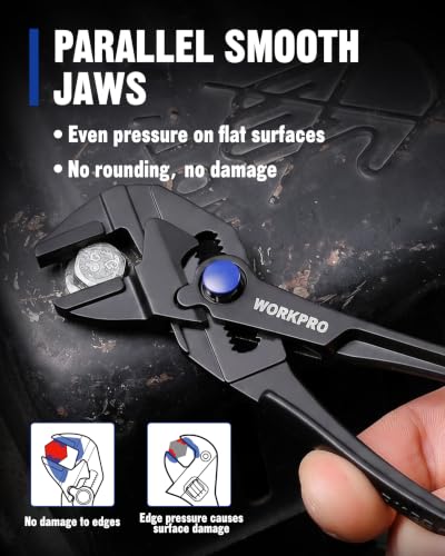 WORKPRO Mini Pliers Wrench, 4-Inch Wrench Pliers with Smooth Parallel Jaws - color: Black