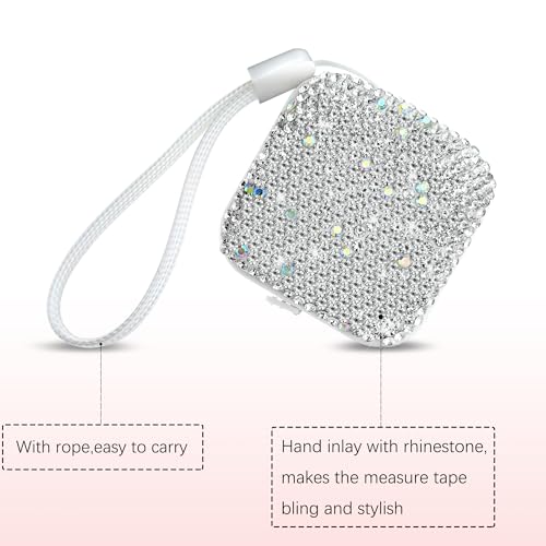 SlowVibes Bling White Diamond Retractable Body Measuring Tape, 60 Inch - color: White
