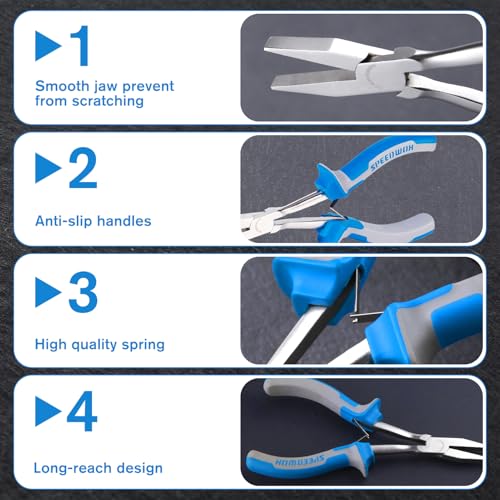 SPEEDWOX 6 Inches Long Reach Flat Nose Pliers Smooth Jaws Duckbill Pliers - style: Flat Nose Pliers