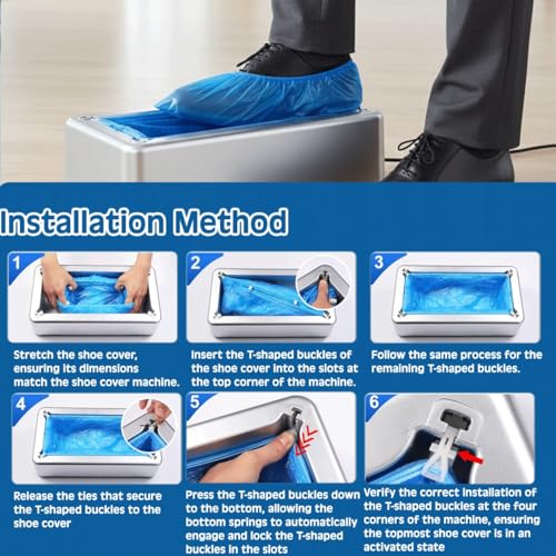 Shoe Covers Dispenser with 200pcs Shoe Cover Disposable Non Slip, User-Friendly and Reliable Shoe Cover Machine, Automatic Shoe Cover Dispenser for Home, Office, Factory Use
