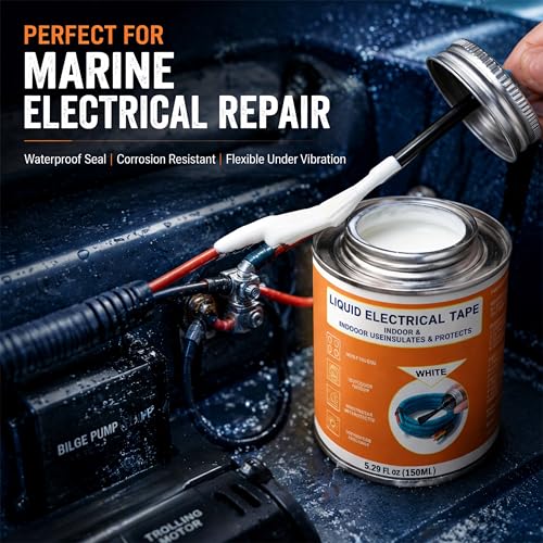 5.29 oz Liquid Electrical Tape Quick-Drying Insulating Glue with Brush Cap - Quick-Dry Waterproof Sealant for Wires, Cables, Connectors, Outdoor & Automotive Electrical Equipment (White) - color: White