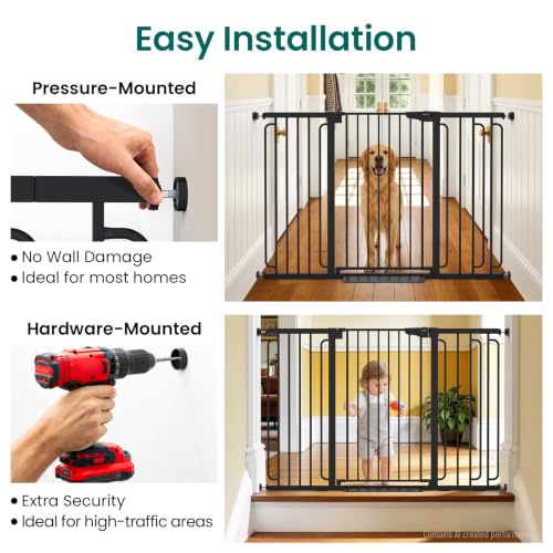Cumbor 36" Extra Tall Baby Gate, 30.4-56.8" Extra Wide Dog Gate Black - color: Black, size: 30.4"-56.8" W x 36" H