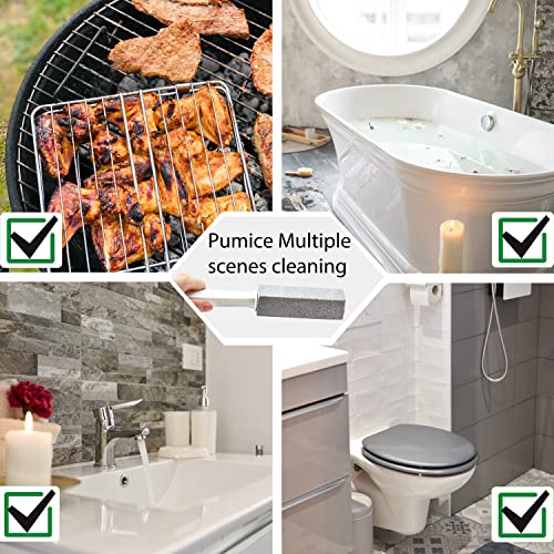 2 Pack Pumice Stone for Toilet Cleaning, Extra Long Handle for Removing Bowl Ring, Pool, Bathroom, Toilet Brush - color: Gray