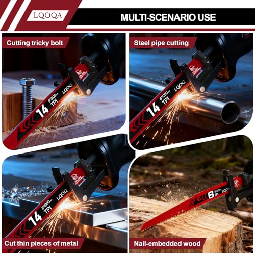 12-Piece Bi-Metal Reciprocating Saw Blade Set，Premium 6 & 8 & 9 Inch Wood & Metal Cutting Saw Blades withstorage Box，Long-Lasting Pruning Blades - size: 12-piece set