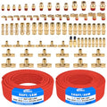 CheeMuii 76 Pcs Brass DOT Air Line Fittings with 1/4" & 3/8" DOT Air Hoses - size: 2ROLL-80PCS-RED