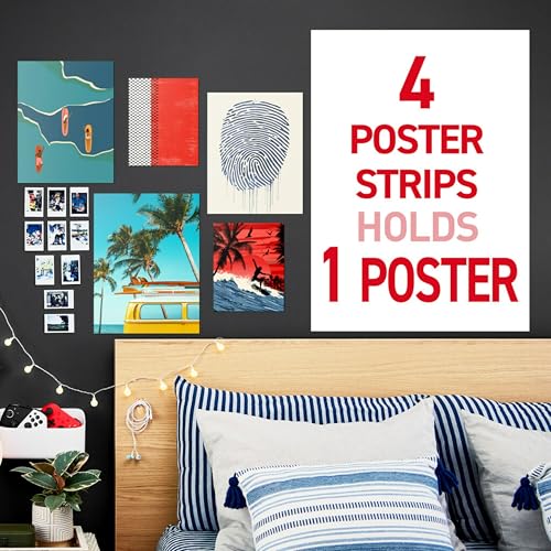Command Poster Strips Value Pack, 60 Strips Damage-Free Poster Hangers, No Tools Requried, Great for Home, Room, Wall, Office, and Dorm Decor, White Adhesive