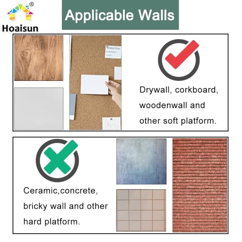 60 PCS Double Headed Picture Hanging Nails, Thumb Tacks for Wall Hanging Kit, Heavy Duty Push Pins, Frame Hangers Hooks, Renter Friendly Wall Decor Small Nails for Drywall Cork Board