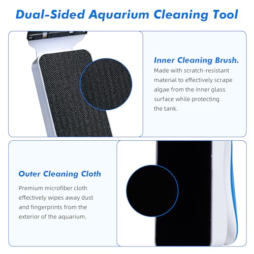 Rise Torrent Aquarium Magnetic Glass Cleaner, Fish Tank Algae Scraper Brush Cleaning Tool for 1/8"-1/4" Thickness Glass, Floating Scrubber Brush Cleaner for Acrylic, 1 Detachable Scraper, Small - size: Small