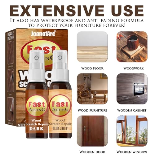 Wooden Furniture Floor Scratch Repair Spray for Scratches, Wood Floor Scratch Repair Care for Wood Floors, Tables, Desks, Carpenters, Bedposts, Touch Ups (Dark + Light)