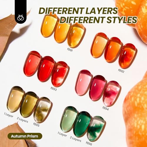 Beetles Jelly Gel Nail Polish Set, 6 Colors Fall Gel Polish Kit - color: 0-0-Autumn Prism