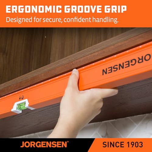 JORGENSEN 48" Magnetic LED Box Level, 45°/90°/180° Bubble Long Leveler Tool - size: 48 inch