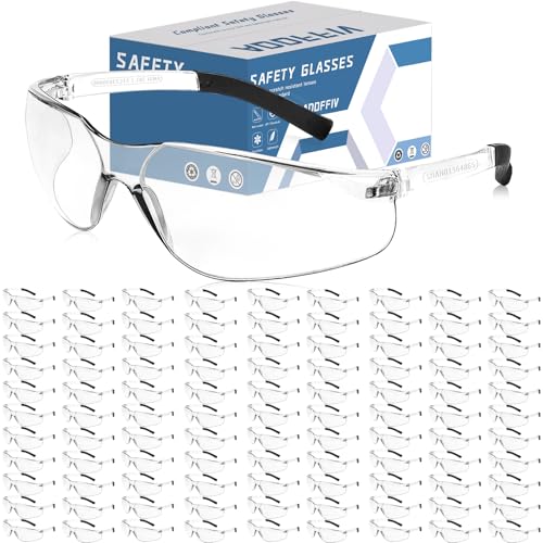 Safety Glasses Bulk of 100, ANSI Z87.1 Clear Eye Protection Glasses | Anti-Scratch and Impact, Soft Silicone Arms, Polycarbonate Lens Clear Safety Glasses for Construction, Factory, Woodworking - color: 118-100pc Clear