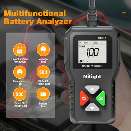 Nilight Car Battery Tester 6V/12V/24V Accurate Digital Auto Analyzer - color: 6-24v Battery Tester