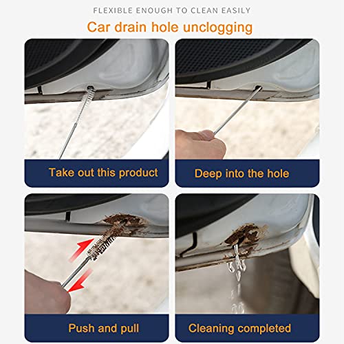 JSONO Refrigerator car sunroof Drainage Internal Long Hose Nylon Spring Fridge Drain Hole Dredging Tool Bendable Frozen Water Clog Remover Cleaning Brush for Kitchen Drain Pipe(155+6cm)