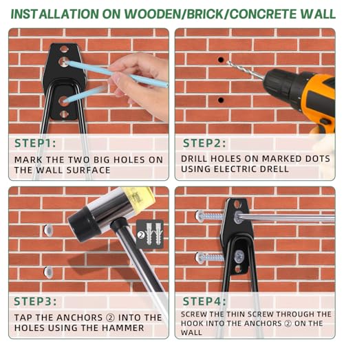 GURADESIGN 4-Piece Garage Hooks Wall Mount Storage Hanger with 4 Extension Cord Holder Organizer, Heavy-Duty Steel, 7.5 inch Ladder Hooks for Garage Wall - style: Large Hooks