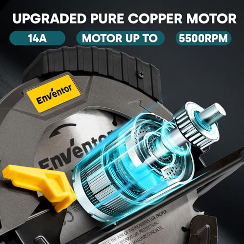 Enventor Circular Saw with Laser Guide, 2 Blades 7-1/4", 14A Corded Motor - size: 14A