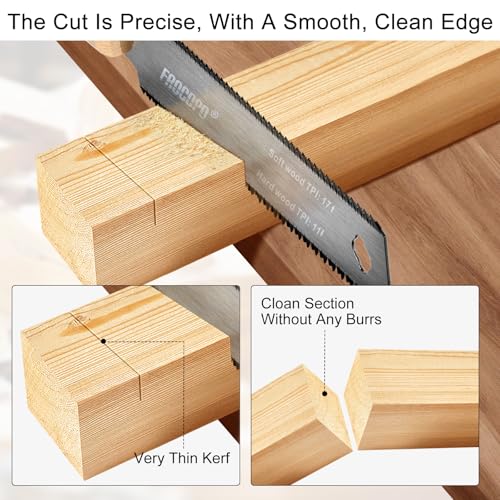 Frocopo Hand Saw Woodworking Tools, 6-Inch Pull Saw, Flexible Double-Edge Blade 17/11 TPI, Japanese Flush Cut for DIY Craft, Non-Slip Wood Handle, Sharp & Lightweight for Woodworking and Garden Trim