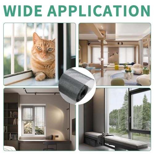 Pet Proof Window Screen Replacement Mesh, 39“ x 100" Rolled Packing Upgraded Thicken Charcoal Screen Door Mesh DIY for Sliding Pet Screen Door Repair and Porch, Patio - size: 39"x100"Roll