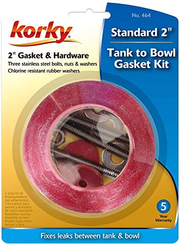 Korky 464BP Universal Toilet Tank to Bowl Gasket & Hardware Kit - Fits Most 2-Inch, 2-Piece Toilet Tanks - Made in USA, 3 Pack