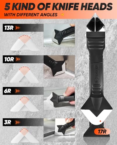 Saker Silicone Caulking Tool 3-in-1 Grout Removal Tool Classic Black - style: Classic Black