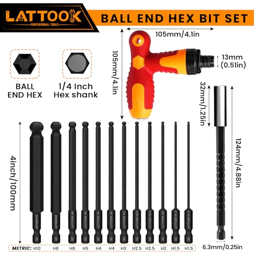 Metric Ball End Hex Bit Set with T Handle Ratchet Driver - style: 12PCS Ball Hex Bits+T Handle