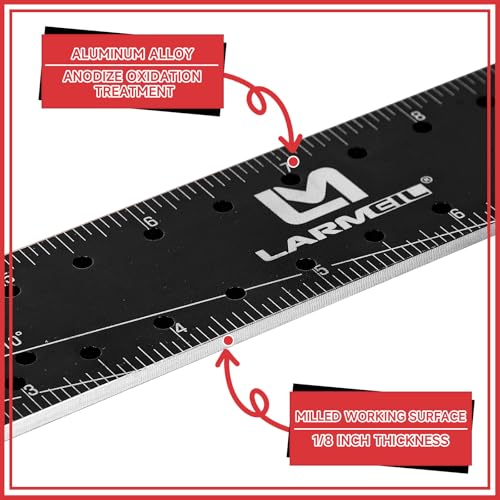 12 Inch Framing Square Carpenter Square, Tri Square Tool, Try Square for Woodworking, T Square Ruler, L Square Ruler, Right Angle Ruler，Framing Tools, Anodized Ruler Body, Red & Black - color: Red&Black