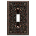 Amerelle 65TDB Filigree Wallplate, 1 Toggle, Cast Metal, Aged Bronze, 1-Pack - size: Single Toggle