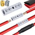 2 Gauge Wire Butt Connectors 6 PCS Tinned Brass Mechanical Butt Splice Connectors Kit 2 AWG Mechanical Repair Splice Kit Splice Screw Sleeves 6 PCS Mechanical Splices with 6 PCS 3:1 Heat Shrink Tubes - color: Tinned Brass
