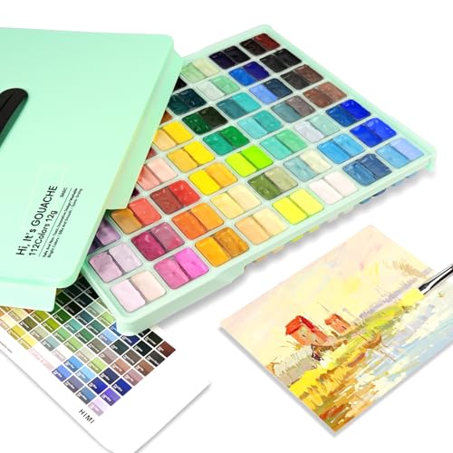 HIMI Gouache Paint Set, 112 Colors x 0.45 oz, Twin Jelly Cup, Non-Toxic - color: 112 colors