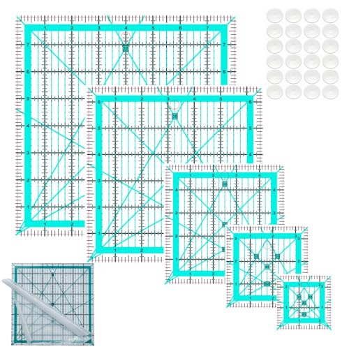 Quilting Rulers,5 Quilting Square Rulers(2.5",3.5",5", 6.5", 8") - color: Light Blue