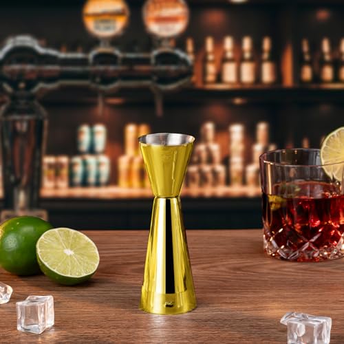 Briout Double Cocktail Jigger for Bartending, 2 OZ & 1 OZ, Flat Edge Gold - color: Gold, size: Flat Edge-1oz/2oz-1PC
