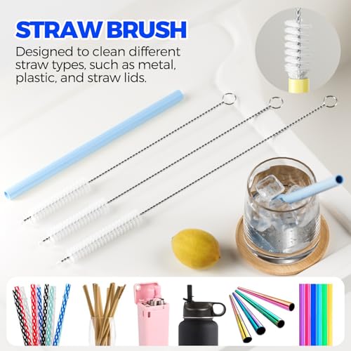 Holikme 6 Pack 4 in 1 Cup Lid Cleaning Brush 3 Straws Bottle Brush,Carrot - color: Blue & Yellow & Red