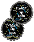 6-1/2-Inch 24&60-Tooth Circular Saw Blade with 5/8-Inch Arbor, Framing & Ultra Finish Wood Cutting, Carbide Tip, Thin Kerf, for Plywood, MDF, OSB, Laminated, 2 Pack - size: 6-1/2", 5/8" Arbor, 24&60T, 2pc