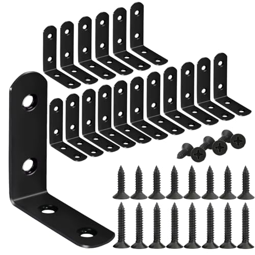 L Brackets, 2 inch Angle Corner Braces with Screws for Wood Furniture - style: 2inch L Shape Black 18pcs