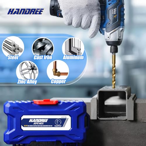 Handree 30pcs Hex Shank Stepped Point Drill Bit Set, No Pilot Hole Needed, 1/16"-1/2" for Impact Drivers, Titanium Drill Bits for Metal, Steel & Acrylic, Industrial, MRO & DIY Use - size: 30pcs Step Point Hex